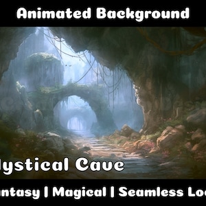 ANIMATED BACKGROUND | Mystical Cave | Fantasy Magical Fiction Looped Vtuber Twitch Stream Overlay Background
