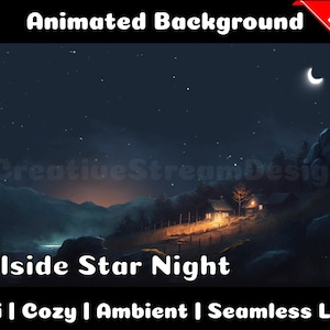 ANIMATED BACKGROUND | Mountain slope under a starry sky | Lofi Cozy Ambience Looped Vtuber Twitch Stream Overlay Background