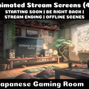 4x STREAM SCREENS | Japanese Gaming Living Room | Starting Soon Screen | Stream Package | Lofi Vtuber Twitch Stream Overlay