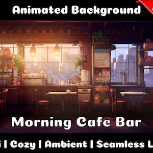 ANIMATED BACKGROUND | Breakfast Cafe / Bar | Lofi Cozy Ambience Looped Vtuber Twitch Stream Overlay Background
