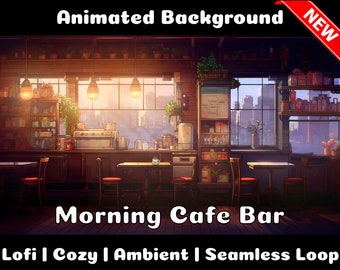 ANIMATED BACKGROUND | Breakfast Cafe / Bar | Lofi Cozy Ambience Looped Vtuber Twitch Stream Overlay Background