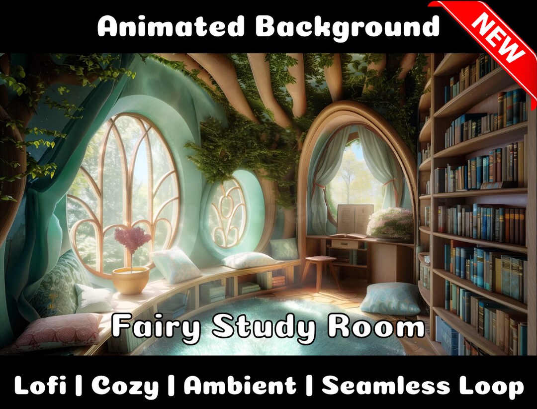 ANIMATED BACKGROUND | Fairy Study Room | Lofi Cozy Ambience Looped ...