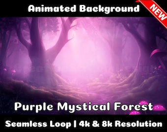 ANIMATED BACKGROUND | Purple Mystical Forest | Lofi Cozy Ambience Looped Vtuber Twitch Stream Overlay Background