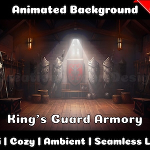 ANIMATED BACKGROUND | Kingsguard Armory | Lofi Cozy Ambience Looped Vtuber Twitch Stream Overlay Background