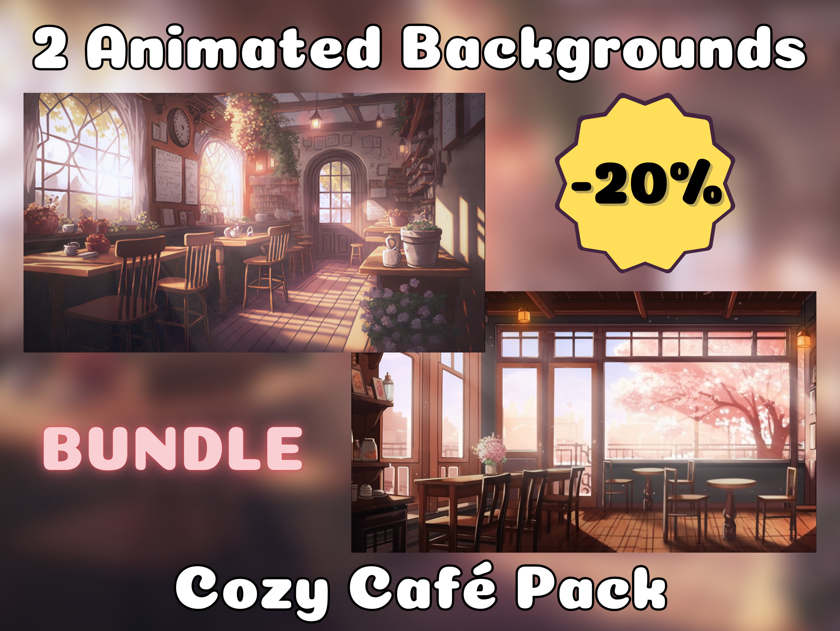 2 ANIMATED BACKGROUNDS | Cozy Cafe Bundle | Lofi Cozy Fantasy Magical ...