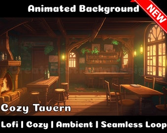 ANIMATED BACKGROUND | Cozy Tavern | Lofi Cozy Warm Ambience Vtuber Twitch Stream Overlay Background