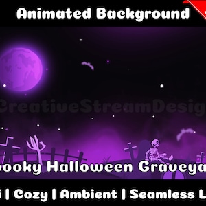 ANIMATED BACKGROUND | Spooky Halloween Graveyard | Fantasy Magical Fiction Looped Vtuber Twitch Stream Overlay Background