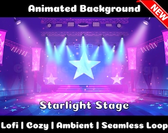 ANIMIERTER HINTERGRUND | Sternenlicht Bühne | Lofi Gemütlich Ambiente Looped Vtuber Twitch Stream Overlay Background