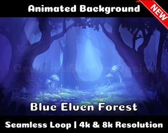 ANIMATED BACKGROUND | Blue Elf Forest | Lofi Cozy Ambience Looped Vtuber Twitch Stream Overlay Background