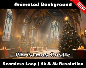 ANIMATED BACKGROUND | Christmas Castle | Lofi Cozy Ambience Looped Vtuber Twitch Stream Overlay Background