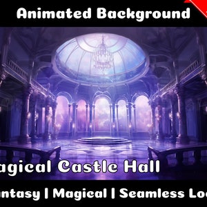 ANIMATED BACKGROUND | Magical Castle Hall | Lofi Cozy Fantasy Looped Vtuber Twitch Stream Overlay Background