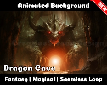 ANIMATED BACKGROUND | Dragon Cave | Fantasy Magical Fiction Looped Vtuber Twitch Stream Overlay Background