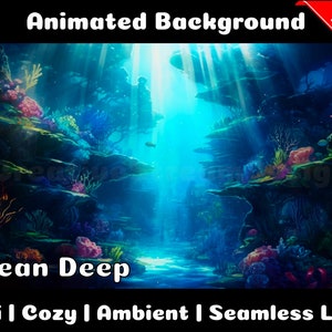 ANIMATED BACKGROUND | Ocean Depth | Lofi Cozy Ambience Looped Vtuber Twitch Stream Overlay Background