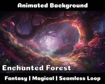 ANIMATED BACKGROUND | Enchanted Forest | Fantasy Magical Fiction Looped Vtuber Twitch Stream Overlay Background