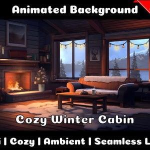 ANIMIERTER HINTERGRUND | Gemütliche Winterhütte | Lofi Gemütlich Ambiente Looped Vtuber Twitch Stream Overlay Background