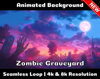 ANIMATED BACKGROUND | Zombie Graveyard | Fantasy Magical Fiction Looped Vtuber Twitch Stream Overlay Background