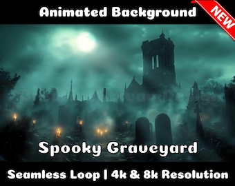 ANIMATED BACKGROUND | Spooky Cemetery | Fantasy Magical Fiction Looped Vtuber Twitch Stream Overlay Background