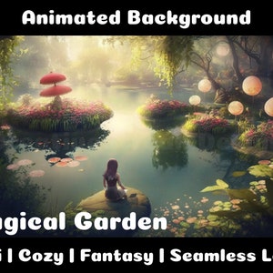 ANIMATED BACKGROUND | Magical Garden | Lofi Cozy Ambience Looped Vtuber Twitch Stream Overlay Background