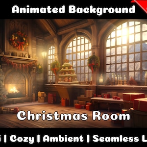 ANIMATED BACKGROUND | Christmas Room | Lofi Cozy Ambience Looped Vtuber Twitch Stream Overlay Background