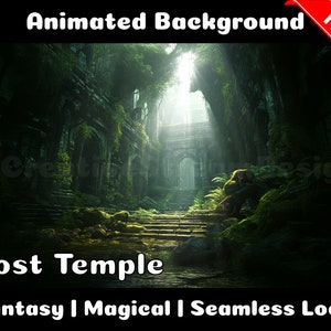 FONDO ANIMADO | Templo perdido | Fondo de superposición de transmisión de Twitch de Vtuber en bucle de ficción mágica de fantasía