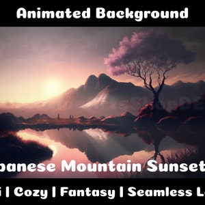ANIMATED BACKGROUND | Japanese Mountain Sunset | Lofi Cozy Ambience Looped Vtuber Twitch Stream Overlay Background