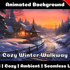ANIMATED BACKGROUND | Cozy Winter Hiking Trail | Lofi Cozy Ambience Looped Vtuber Twitch Stream Overlay Background