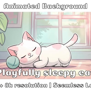 ANIMATED BACKGROUND | Happy Garden Cat | Lofi Cozy Kawaii Looped Vtuber Twitch Stream Overlay Background