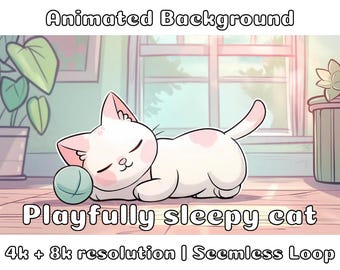 ANIMATED BACKGROUND | Happy Garden Cat | Lofi Cozy Kawaii Looped Vtuber Twitch Stream Overlay Background