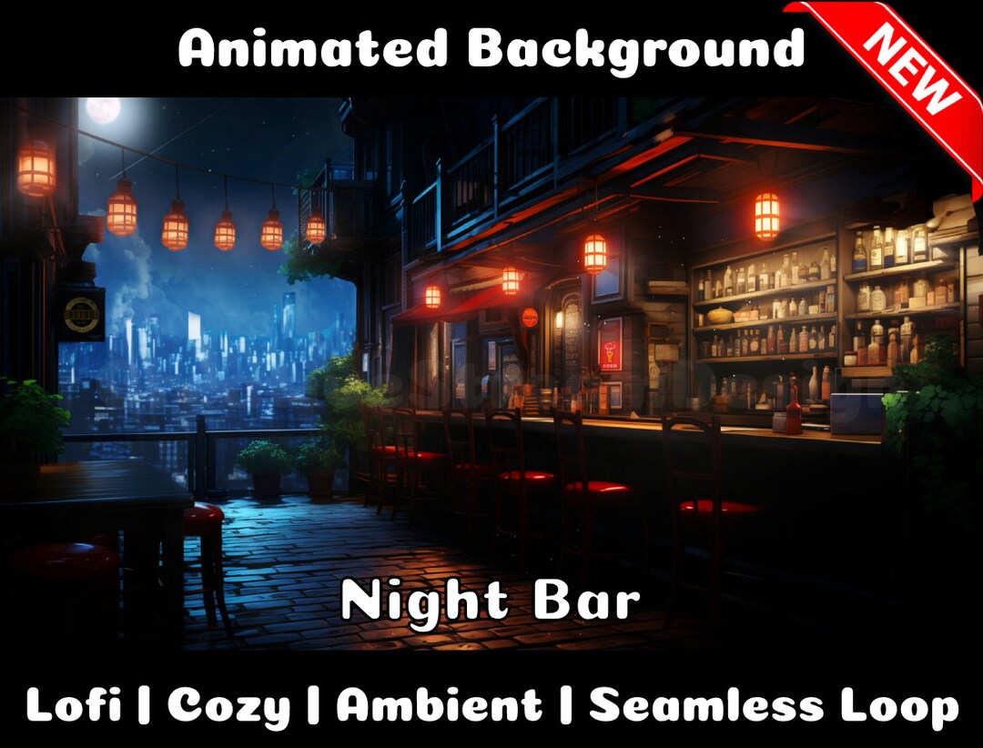 ANIMATED BACKGROUND | Night Bar | Lofi Cozy Ambience Looped Vtuber ...