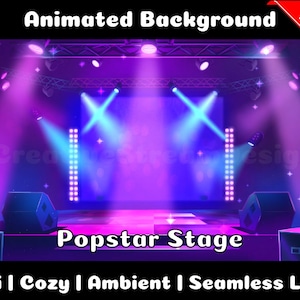 アニメーションの背景 |ポップスターステージ | Lofi 居心地の良い雰囲気のループ Vtuber Twitch ストリーム オーバーレイ背景