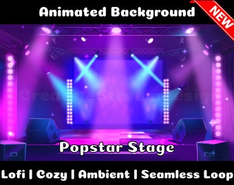 ANIMIERTER HINTERGRUND | Popstar Bühne | Lofi Gemütlich Ambiente Looped Vtuber Twitch Stream Overlay Background