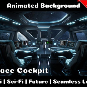 ANIMATED BACKGROUND | Spaceship Cockpit | Future Fantasy Fiction Looped Vtuber Twitch Stream Overlay Background