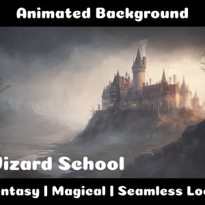 ANIMATED BACKGROUND | Wizard School | Fantasy Magical Fiction Looped Vtuber Twitch Stream Overlay Background