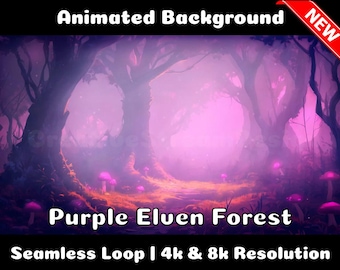 ANIMATED BACKGROUND | Purple Elf Forest | Lofi Cozy Ambience Looped Vtuber Twitch Stream Overlay Background