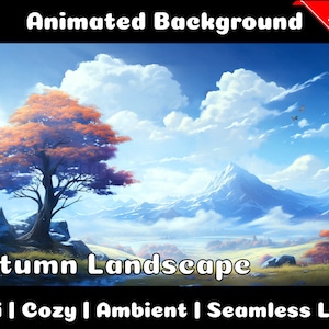 ANIMATED BACKGROUND | Autumn Landscape | Lofi Cozy Ambience Looped Vtuber Twitch Stream Overlay Background