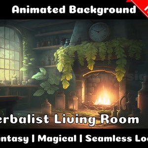 ANIMATED BACKGROUND | Herbalist Living Room | Fantasy Magical Fiction Style Looped Vtuber Twitch Stream Overlay Background