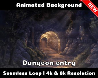ANIMATED BACKGROUND | Dungeon Entrance | Lofi Cozy Ambience Looped Vtuber Twitch Stream Overlay Background