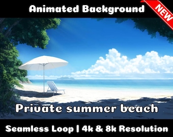ANIMATED BACKGROUND | Private Summer Beach | Lofi Cozy Ambience Looped Vtuber Twitch Stream Overlay Background