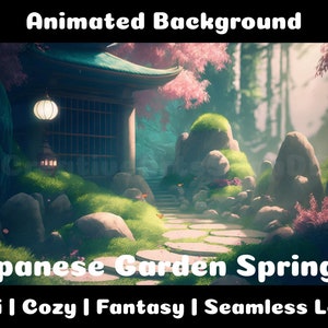 ANIMATED BACKGROUND | Japanese Garden in Spring | Lofi Cozy Ambience Looped Vtuber Twitch Stream Overlay Background