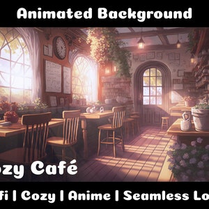 ANIMATED BACKGROUND | Cozy Cafe | Lofi Cozy Ambience Looped Vtuber Twitch Stream Overlay Background