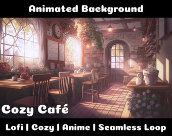 ANIMATED BACKGROUND | Cozy Cafe | Lofi Cozy Ambience Looped Vtuber Twitch Stream Overlay Background