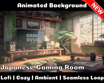 ANIMATED BACKGROUND | Japanese Gaming Living Room | Lofi Cozy Ambience Looped Vtuber Twitch Stream Overlay Background