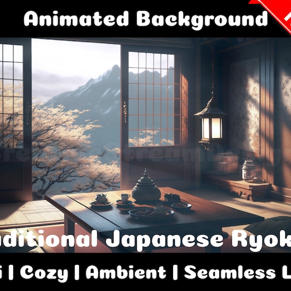 FOND ANIMÉ | Ryokan japonais traditionnel | Lofi Cozy Ambiance Fond de superposition de flux Vtuber Twitch en boucle