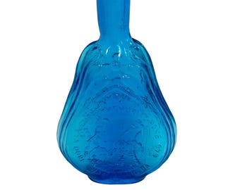 Botella azul de vidrio de Clevenger Brothers Glass Works, hecha a mano, conmemorativa de curry, hogar, 1979, vintage