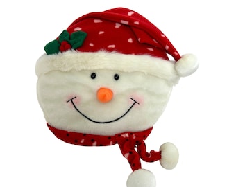 Snowman Head Plush Stuffed Pillow Vintage Christmas Unisex Kids Gift Winter 16”