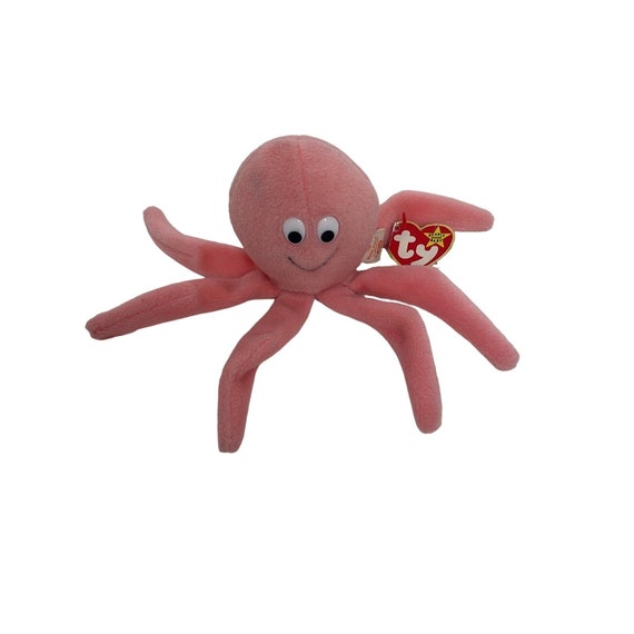 Ty Beanie Babies Inky the Octopus 1994 (4028) Pink 7” Tall Heart