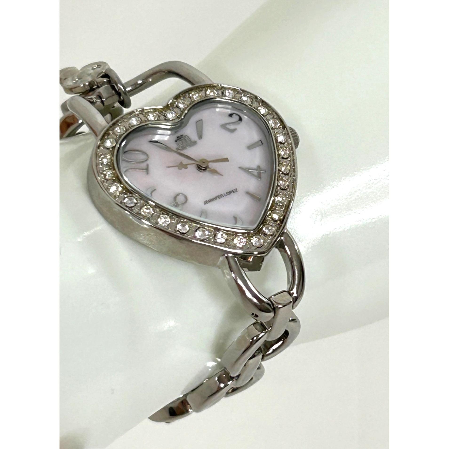 Jennifer Lopez Heart Wristwatch Vtg Lock Key Charms White 
