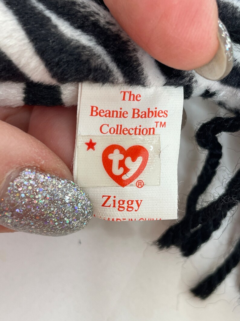 Ty Beanie Original Baby Ziggy the Zebra 1995 Beanie Babies Collection Ages 3 Surface Wash