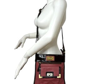 Americana By Sharif Vintage Crossbody Monedero Rosa Marrón Correa Bolsillos Forrado Zip