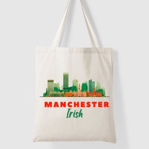 Manchester Irish Tote Bag / Custom Tote Bag / Reusable Shopping Bag / Irish Gift